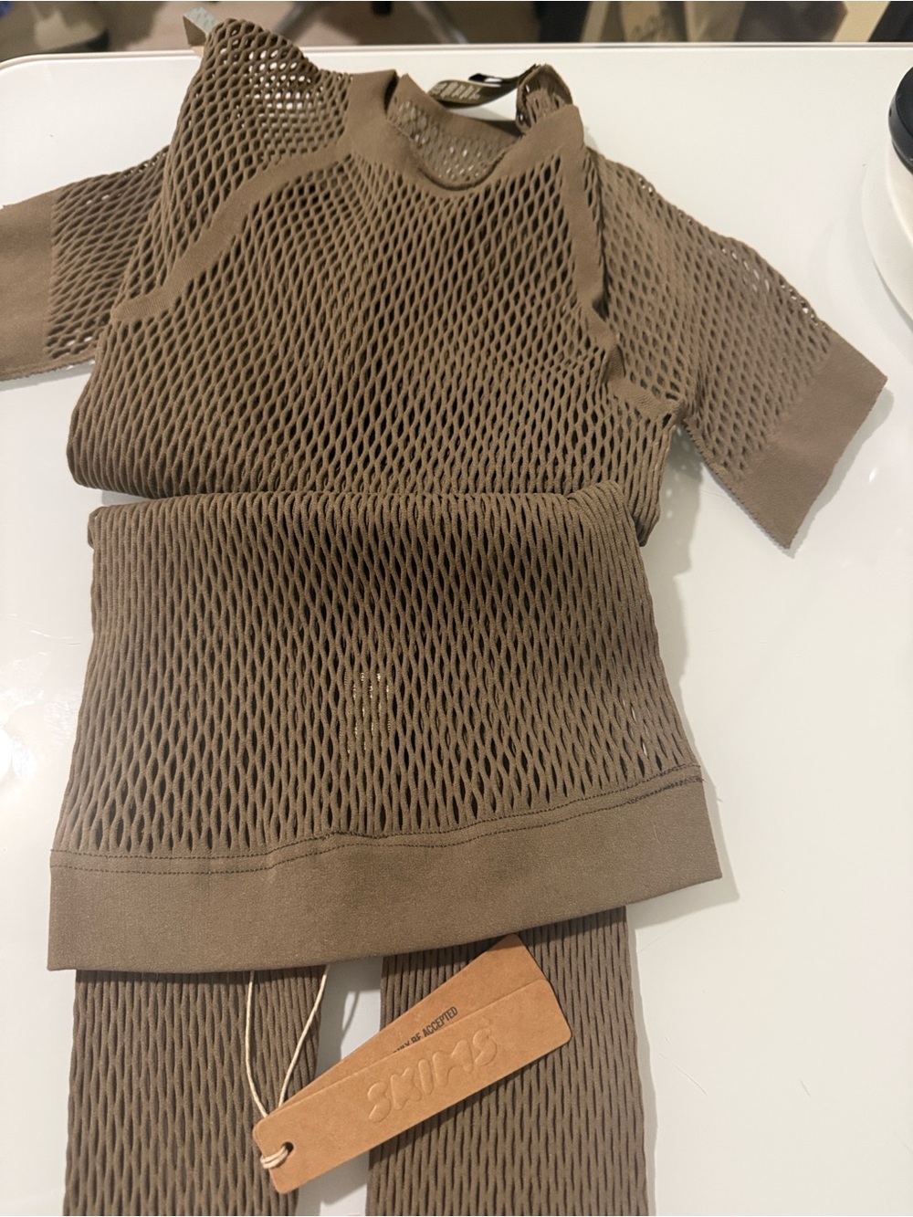 SKIMS Taupe Open-Knit Dress with Tag